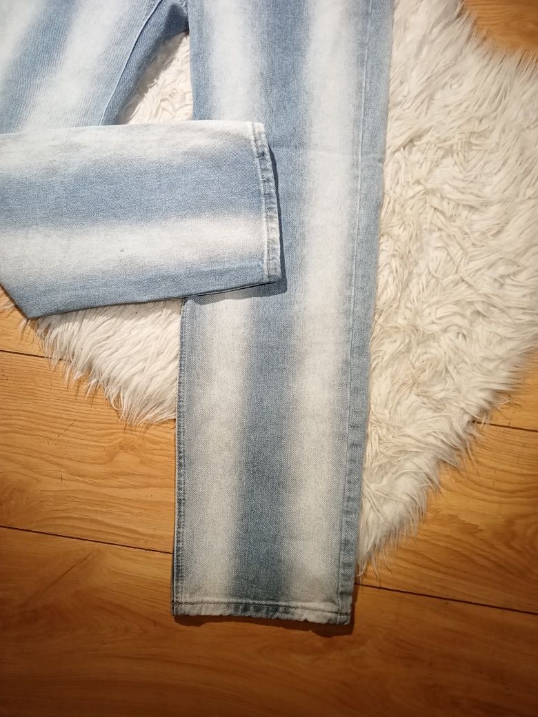 Spodnie jeansy straight w pasy z wysokim stanem Shein XS