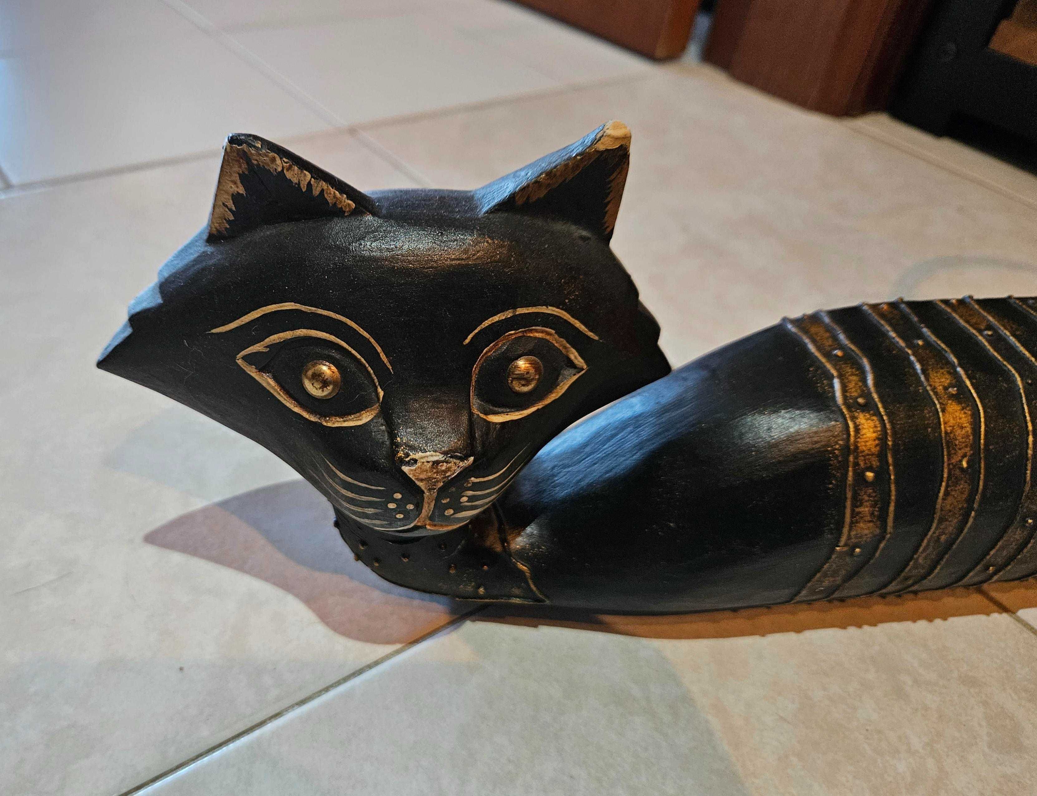 Par de estatuetas Gatos (madeira e ferro)