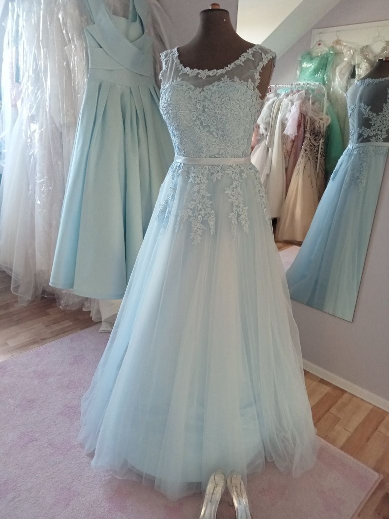 Niebieska sukienka ślubna 40-42 rozmiar