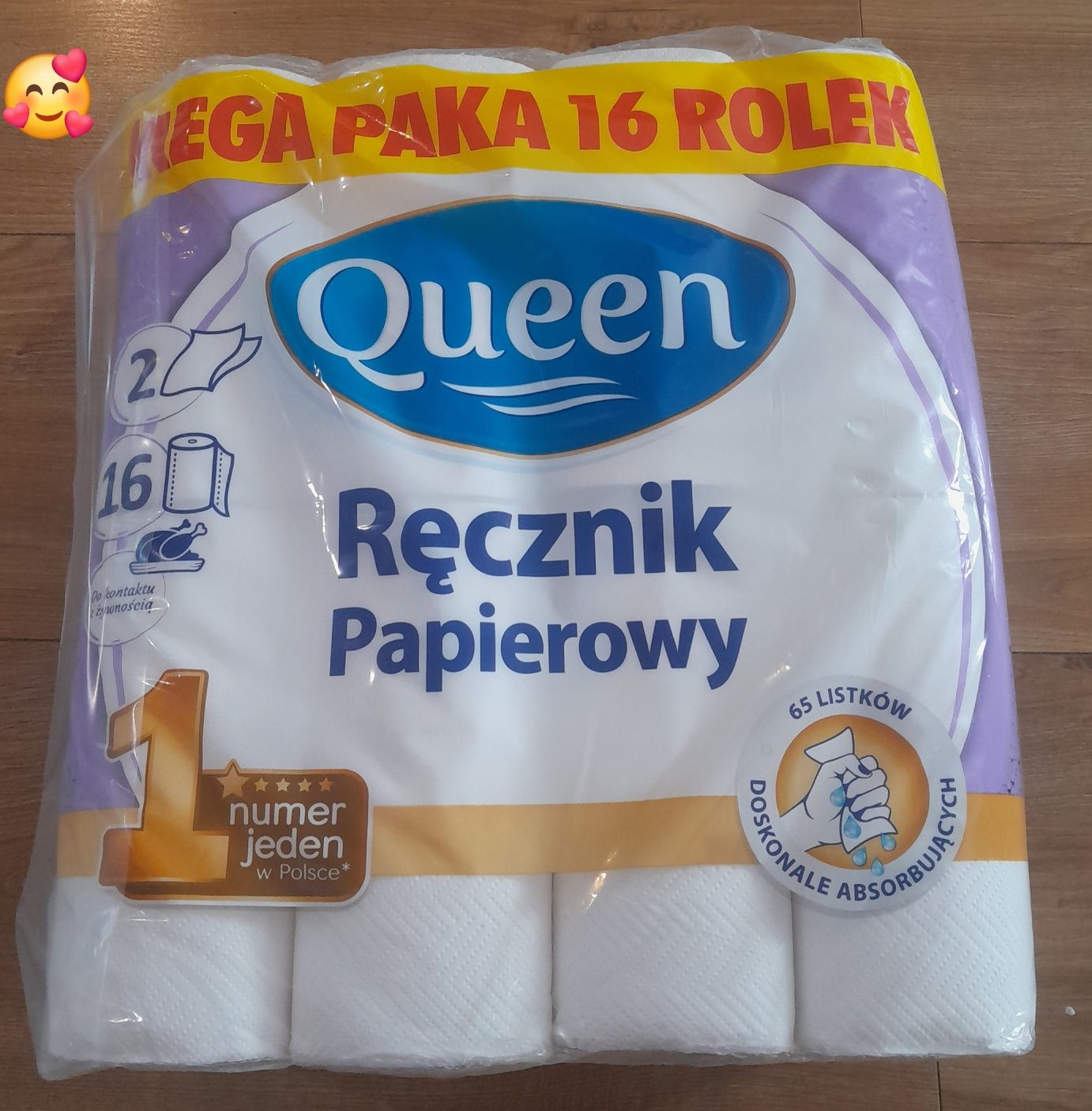 Recznik papierowy Queen są to 16 rolki po 65 listkow, wytrzymałe, ręc