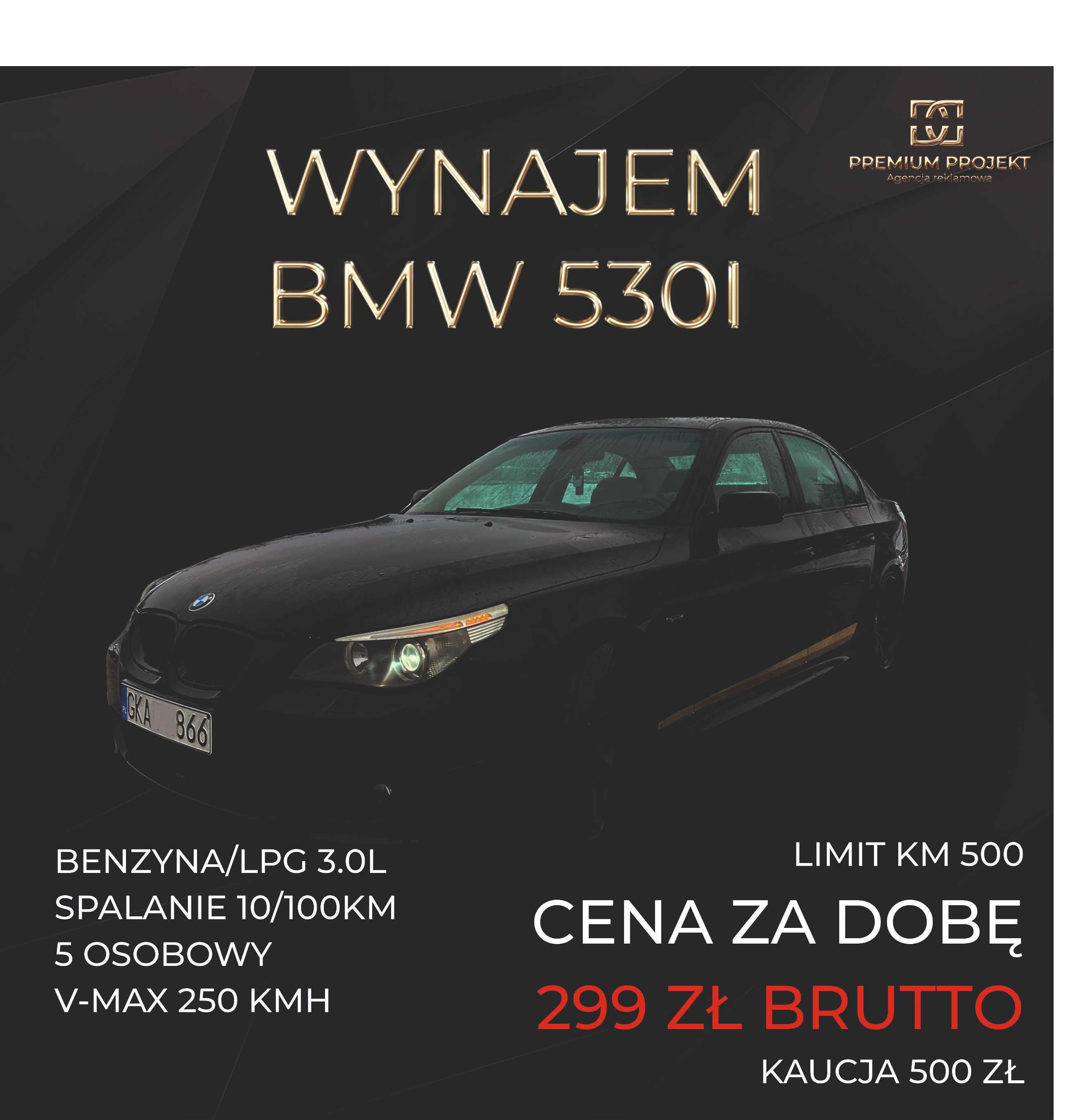 Wynajmę samochód bmw 530i , bmw 320d, fiat 125p, mercedes cla