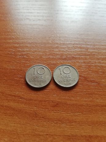 Moneta 10 ore 1971/73r Szwecja (2sztuki)
