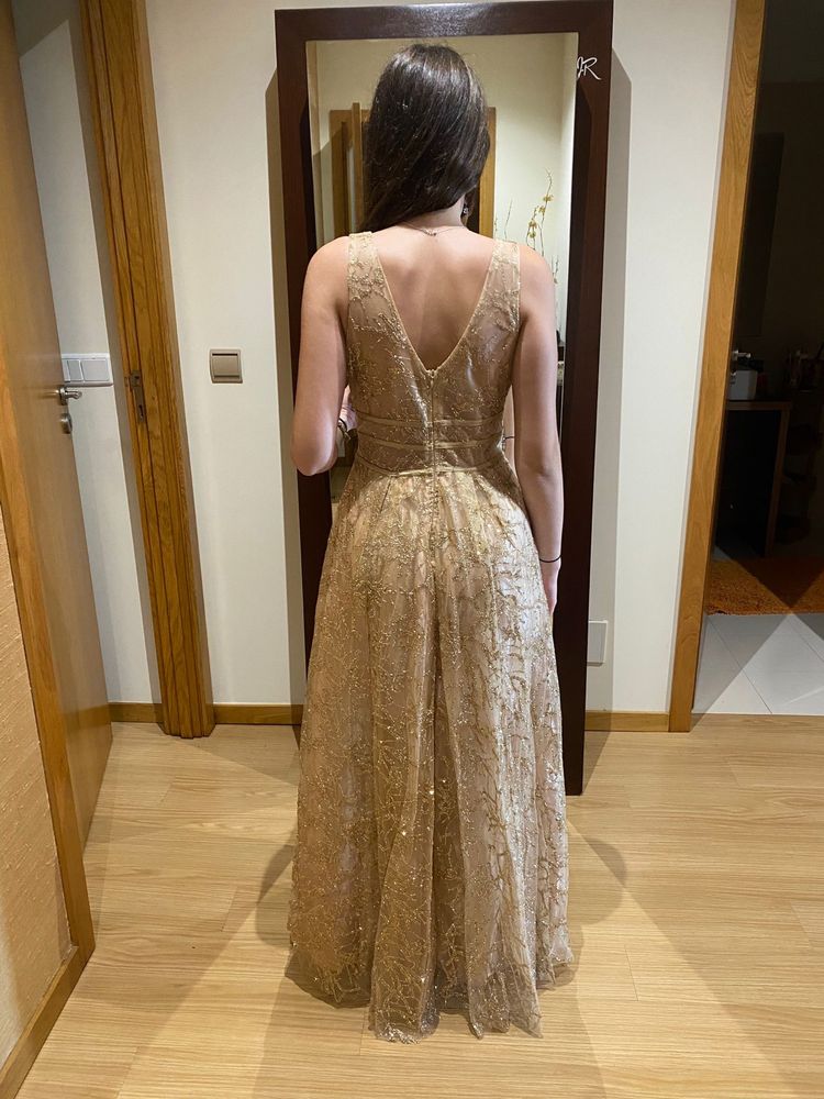Vestido de Cerimónia Dourado - S