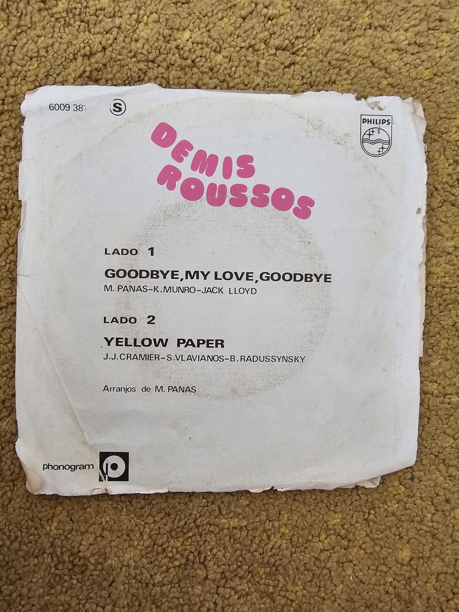 Disco vinil 7" Demis Roussos