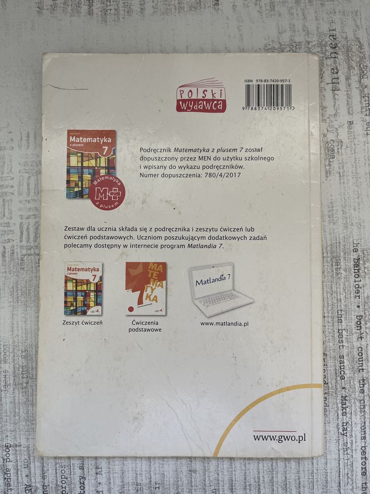 zbiór zadań Matematyka z plusem 7