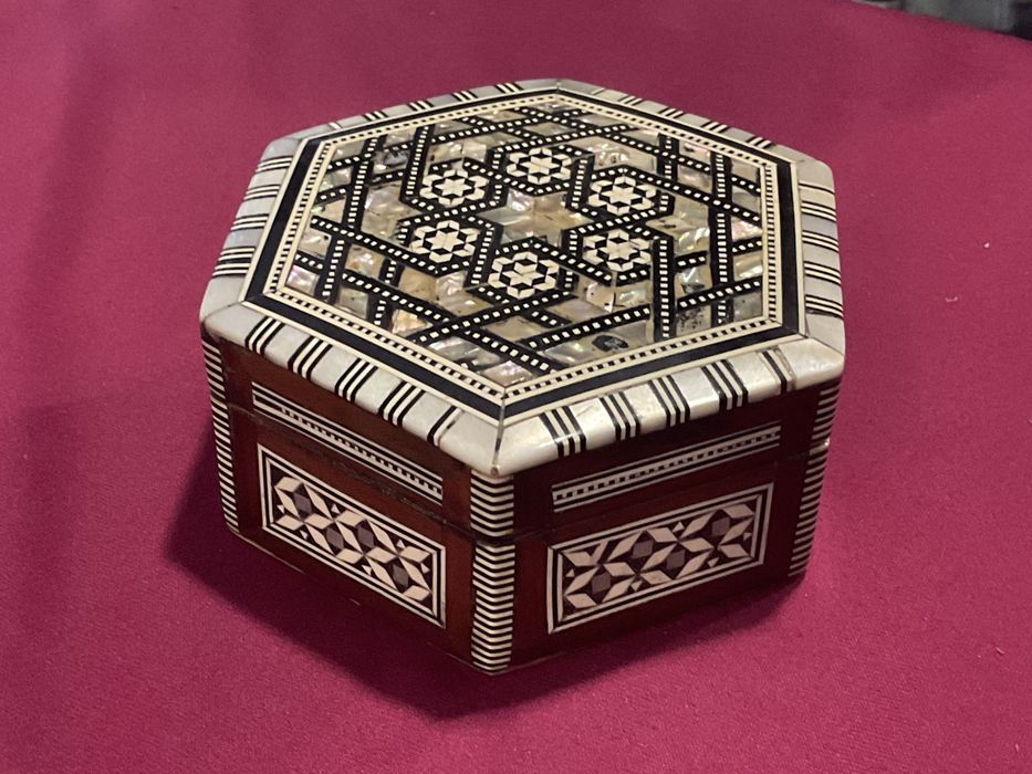 Caixa joias mosaic moorish madre pérola 11x5,5 cm
