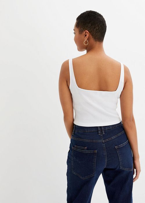 B.P.C krótki biały top w prążek r.32/34