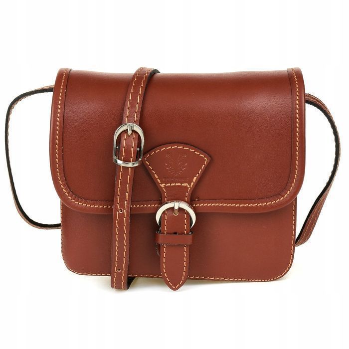 Beltimore Damska Skórzana Mała Torebka Listonoszka brązowa elegancka