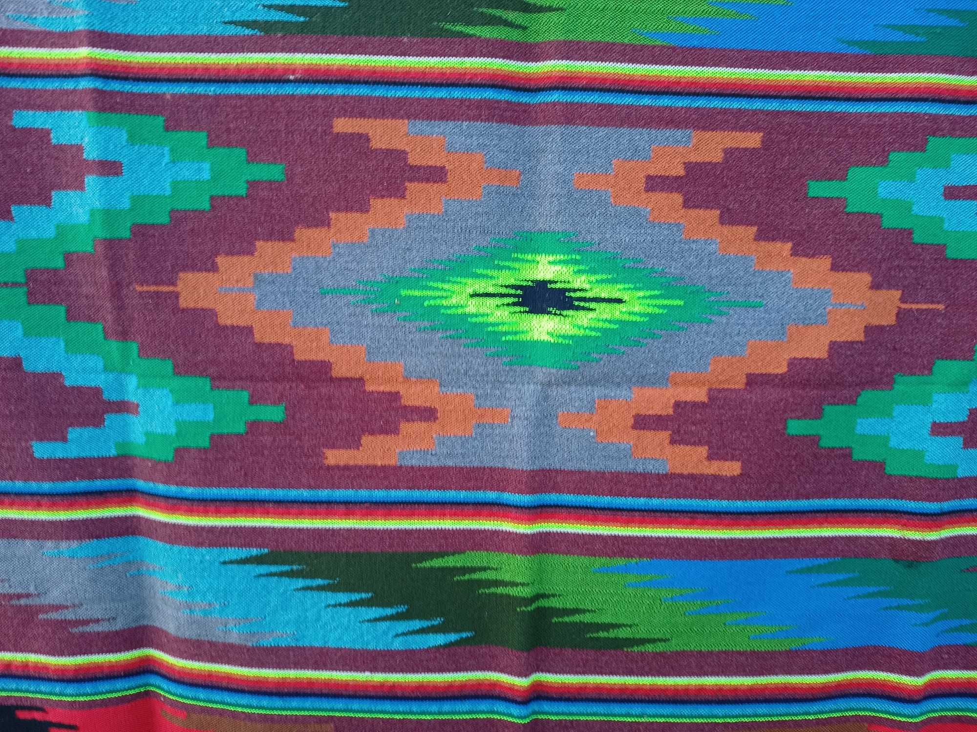 Tkana narzuta na łóżko wzór aztecki pled kapa koc z PRL 140x210 1