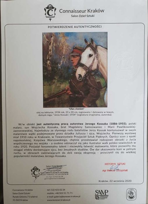 Jerzy Kossak  "Ułan z koniem"