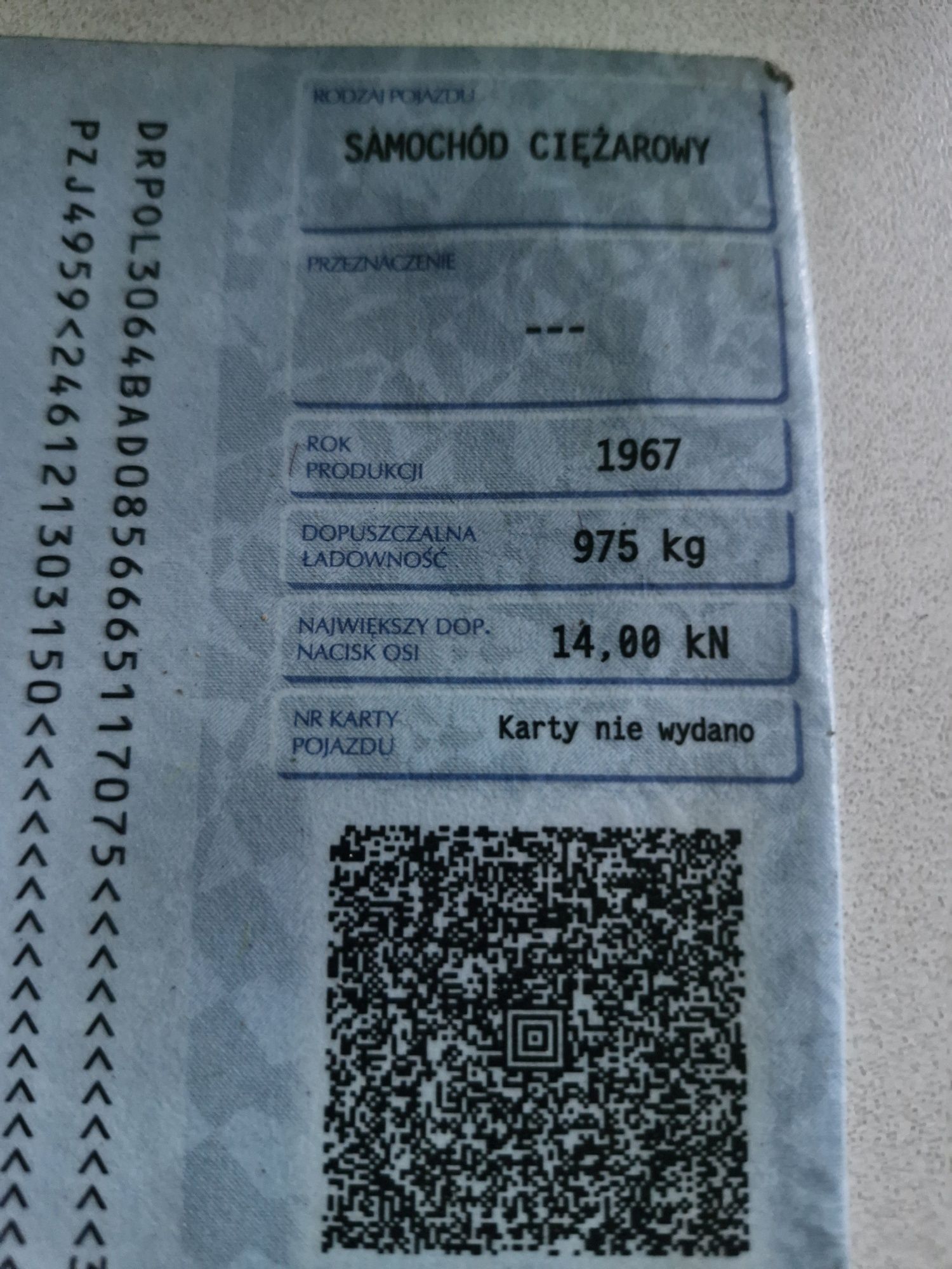 Dowod rejestracyjny Żuk smutek 1967r