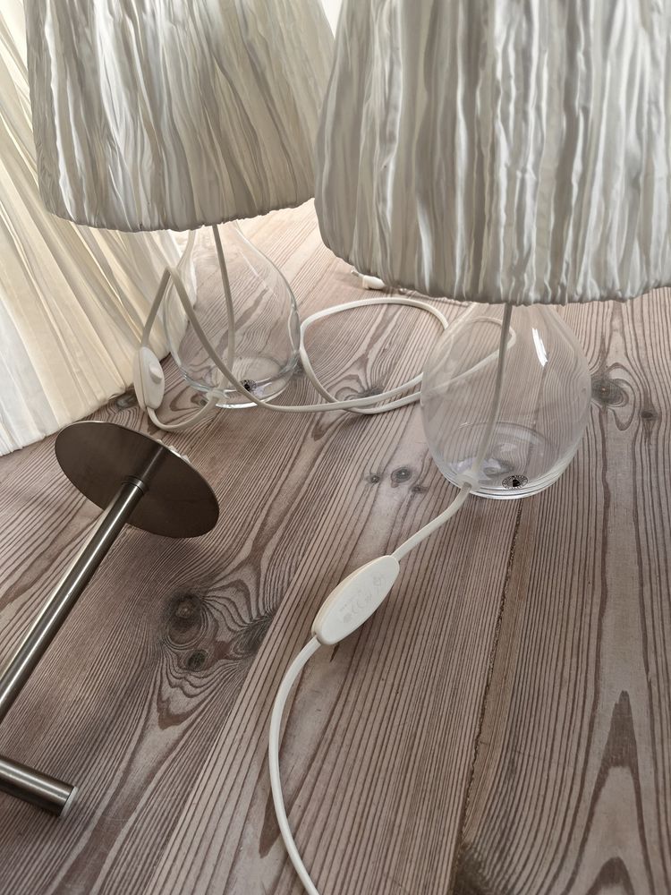 Lampy ikea białe kinkiet, sufitowa i 2 stołowe