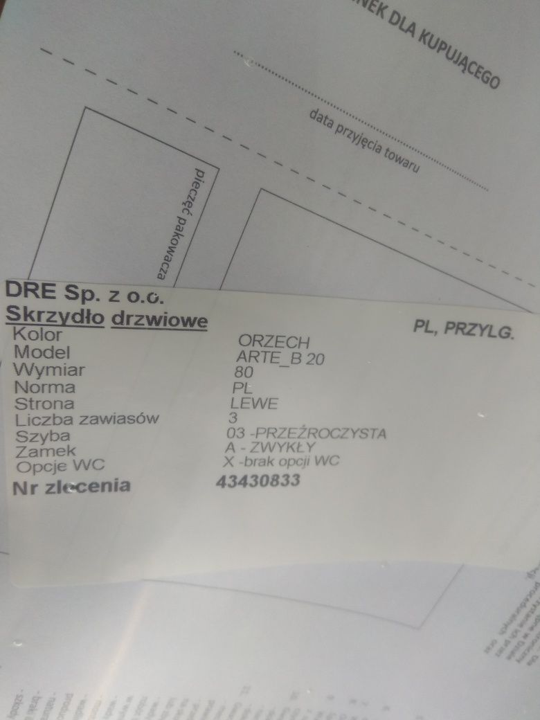 Drzwi wewnętrzne DRE ARTE B 20, 80 LEWE kpl