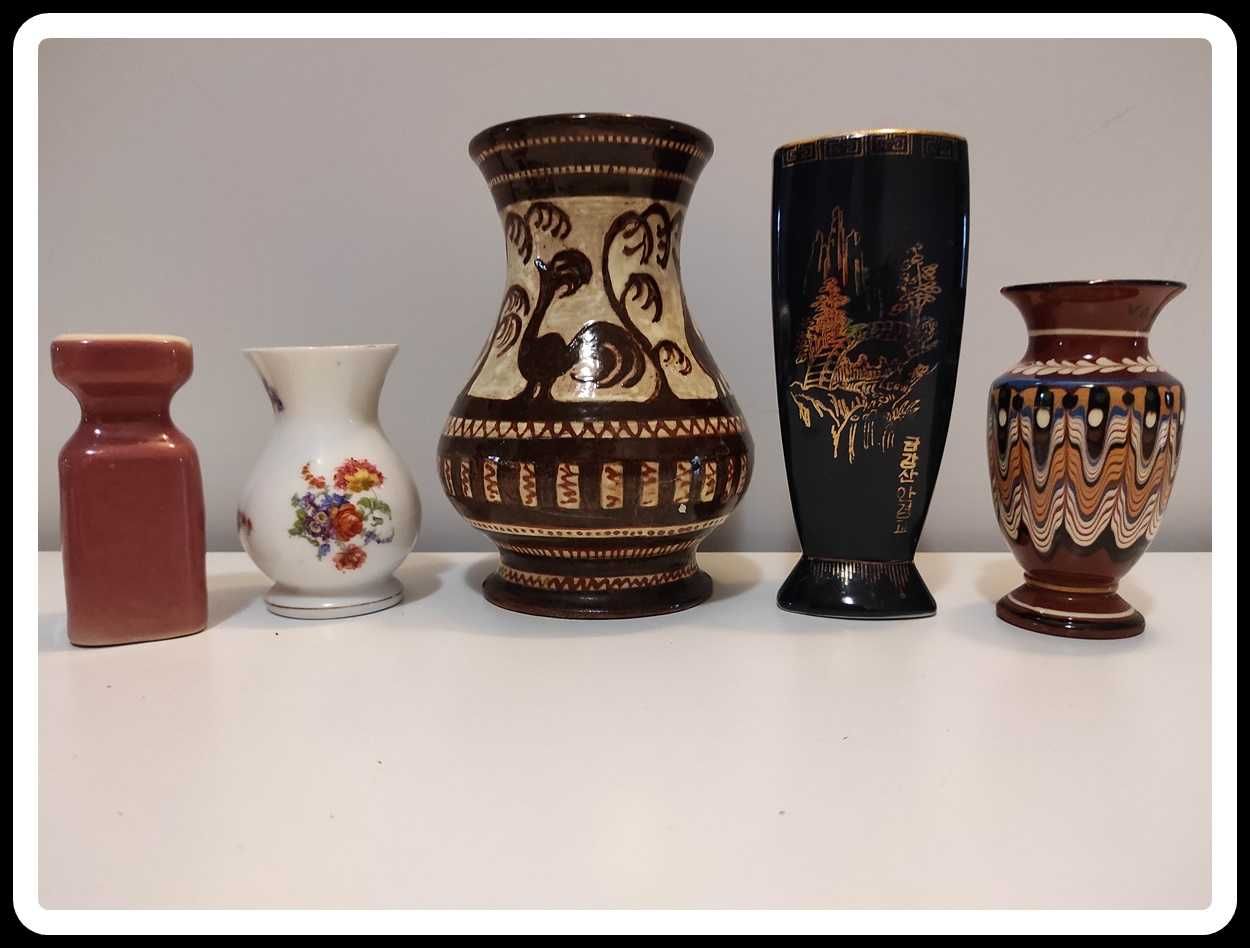 WAZONY zestaw 5 sztuk różne wzory gliniane i porcelanowe