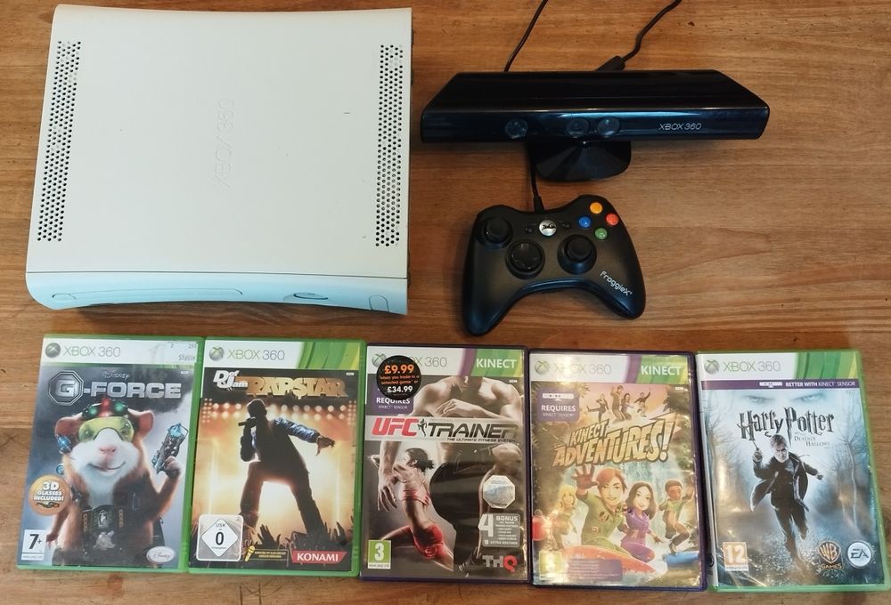 XBOX 360 - Kinect, pad, 5 gier, Harry Potter, UFC