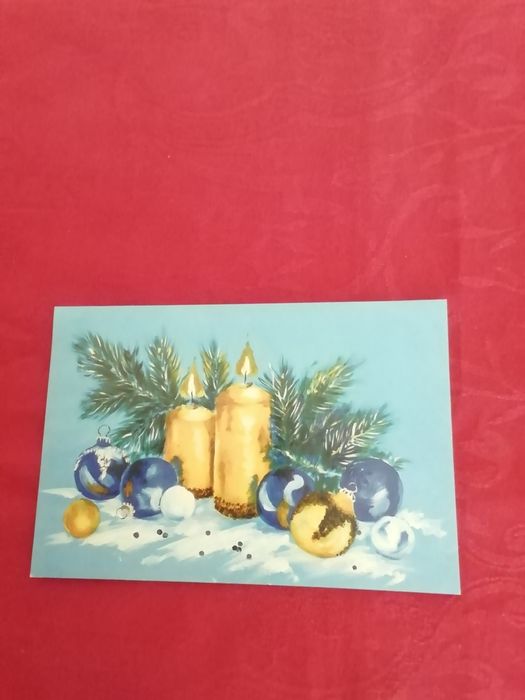 Postal pintado com a boca, para coleção