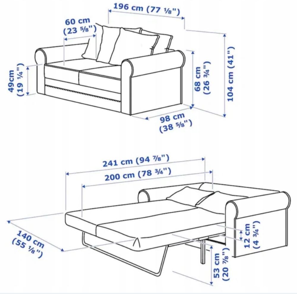 Sofa Ikea Gronlid ze stelarzem i materacem Najlepsza Cena, jak Nowa