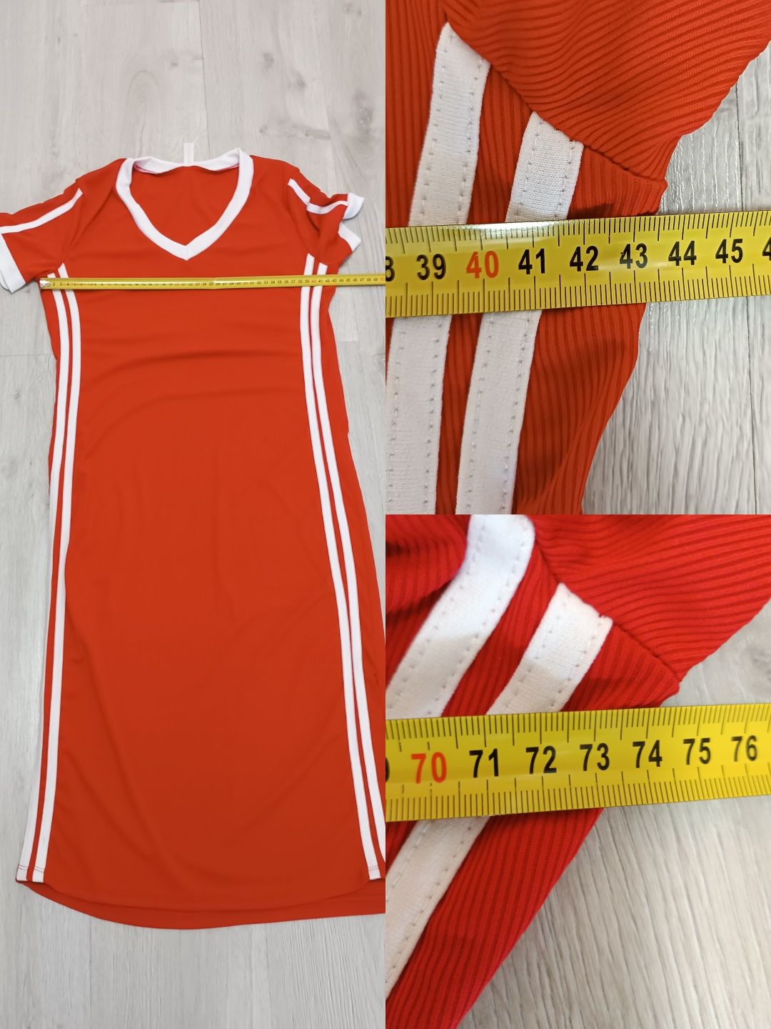 Sukienka prążek uni na S M L xl paski czerwona