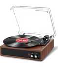 Anesky Gramofon w stylu vintage z Bluetooth, 3 prędkości (33/45/78 obr