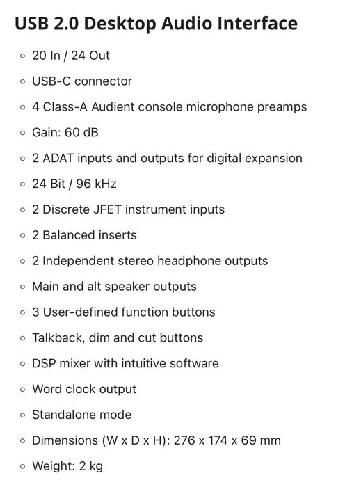 Placa de som Audient ID 44