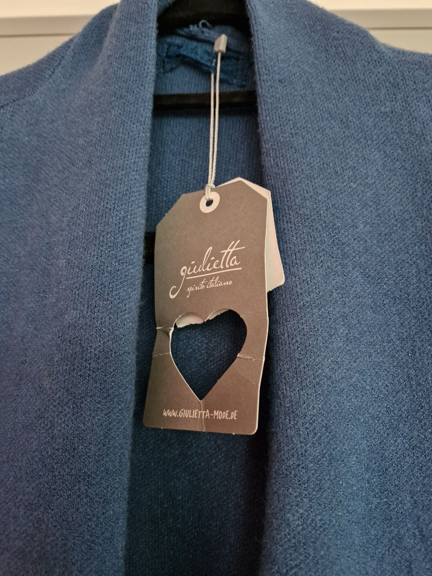 Niebieski/morski kardigan sweter o luźnym kroju