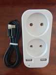 Tomada de parede 2 tomadas AC e 2 USB +  cabo USB C de 2m