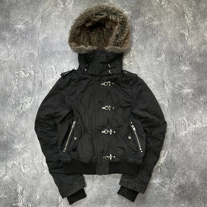 vinatge y2k kurtka z futerkiem