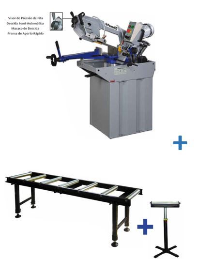 Serrote de Fita 275 A + Bancada rolos 2 metros + Cavalete rolo Powered