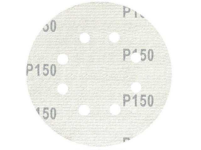 50x Krążek papier ścierny krążki ścierne na rzep 8 otworów 125mm P150