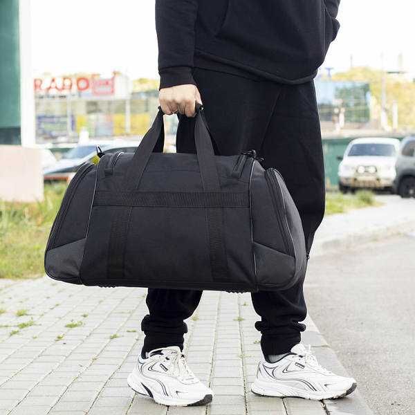 Мужская дорожная спортивная сумка NIKE большая серого цвета на 55 л
