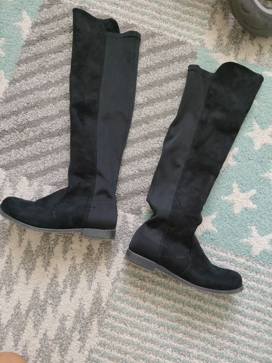 Buty damskie kozaki długie muszkieterki zamszowe roz 36