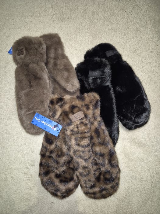 Рукавиці хутряні, леопард та чорні