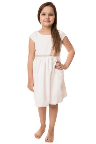 Elegancka sukienka dla dziewczynki kolor ecru 110-152