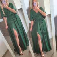 Sukienka długa suknia wieczorowa zielona brokatowa xxxl 46 nowa