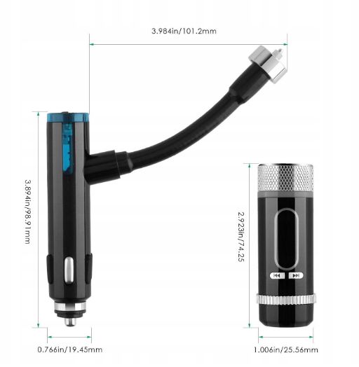 AUKEY BT-F1 TRANSMITER FM Ładowarka BLUETOOTH mikrofon zdejmowany top