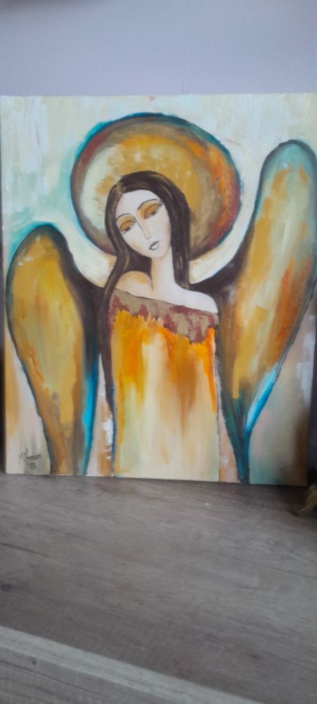 Anioł  obraz olejny na płótnie 38x46