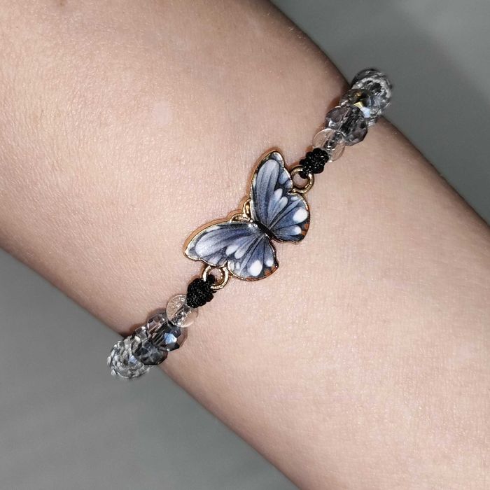 B314 Bransoletka Motyl makrama pleciona Handmade Rękodzieło