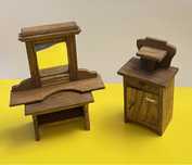 Stare mebelki miniaturowe wyposażenie domu dla lalek vintage drewniane