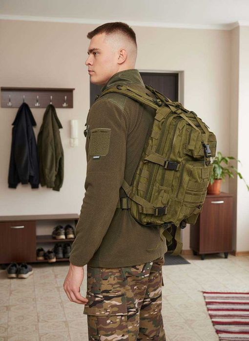 Рюкзак тактичний армійський 35 літрів зелений, матеріал 45х26х25 см