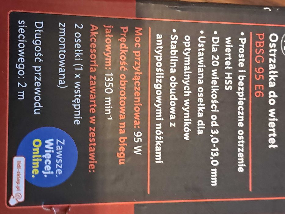 Ostrzalka do wiertel 95w Parkside jak nowa