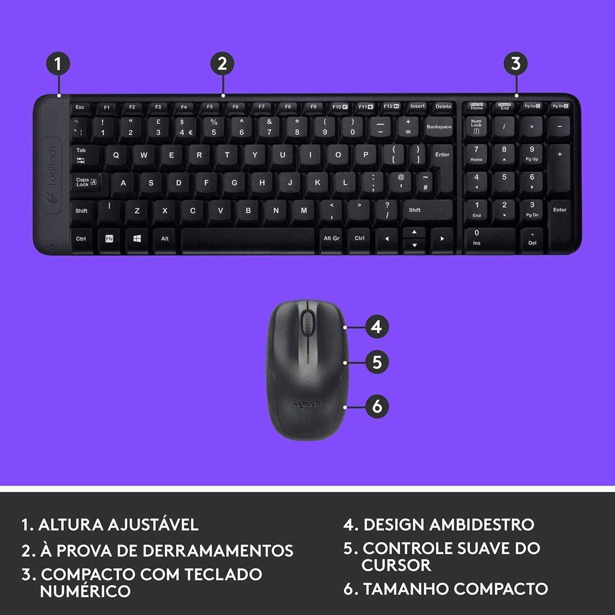 Teclado + Rato Logitech MK220 Wireless PT