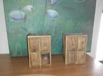 2 Caixas artesanais decorativas com pequenas gavetas (preço para par)