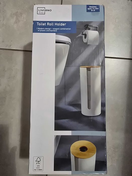 Zasobnik na papier toaletowy Biały z denkiem LIVARNO HOME