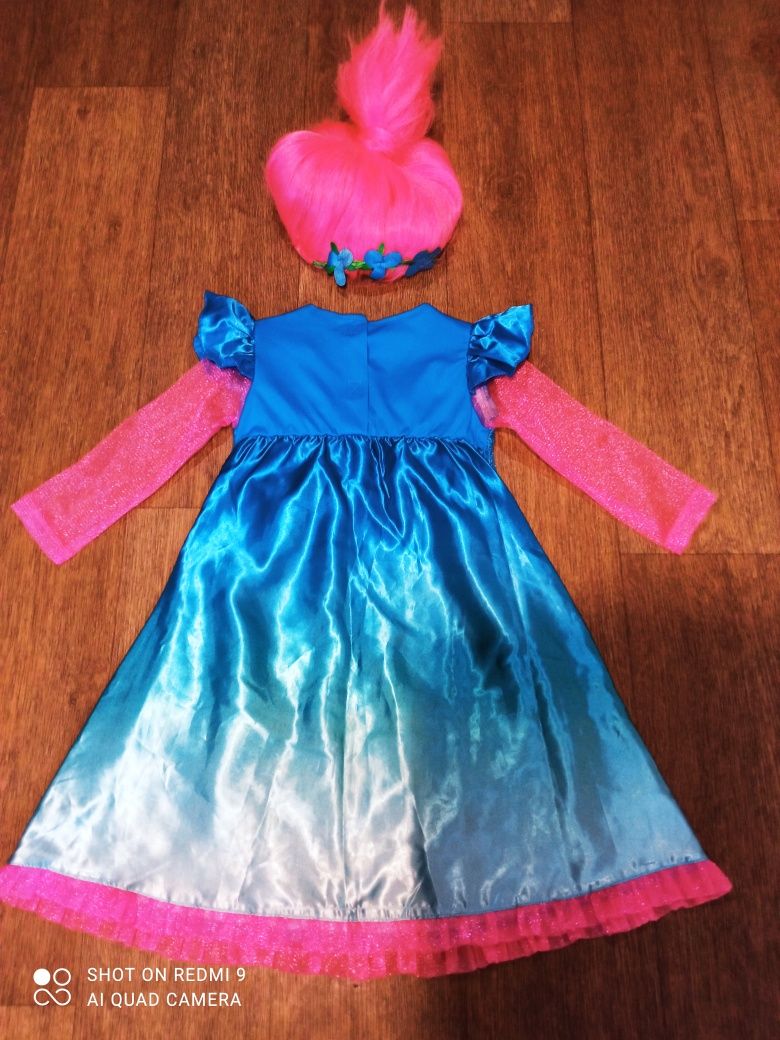 Платье принцессы Рапунцель,джин Шайн,Супергерл, тролль Розочка,3-6 лет