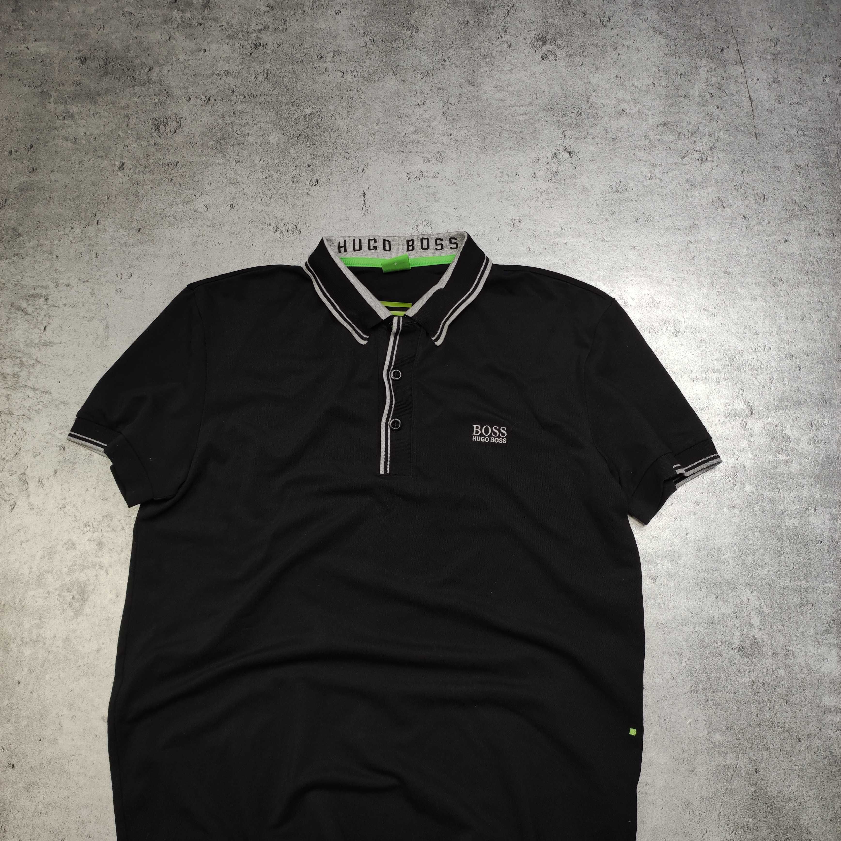MĘSKA PREMIUM Elegancka Koszulka Polo Czarna Haft Logo Hugo Boss