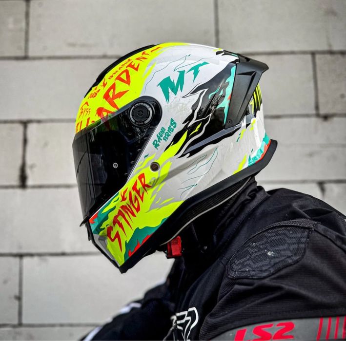 Мото шолом MT stinger 2, шлем мт стінгер 2 інтеграл, іспанський жовтий