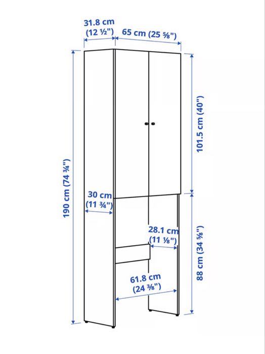 Armario NYSJÖN p/máquina de lavar 65x190 mais  armario NYSJÖN 30x190