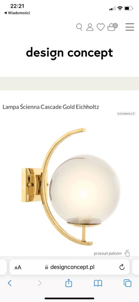 Lampa Ścienna Cascade Gold Eichholtz