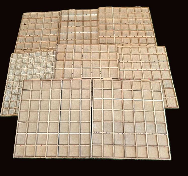 Gavetas antigas de arrumação de coleções 46X46 cm