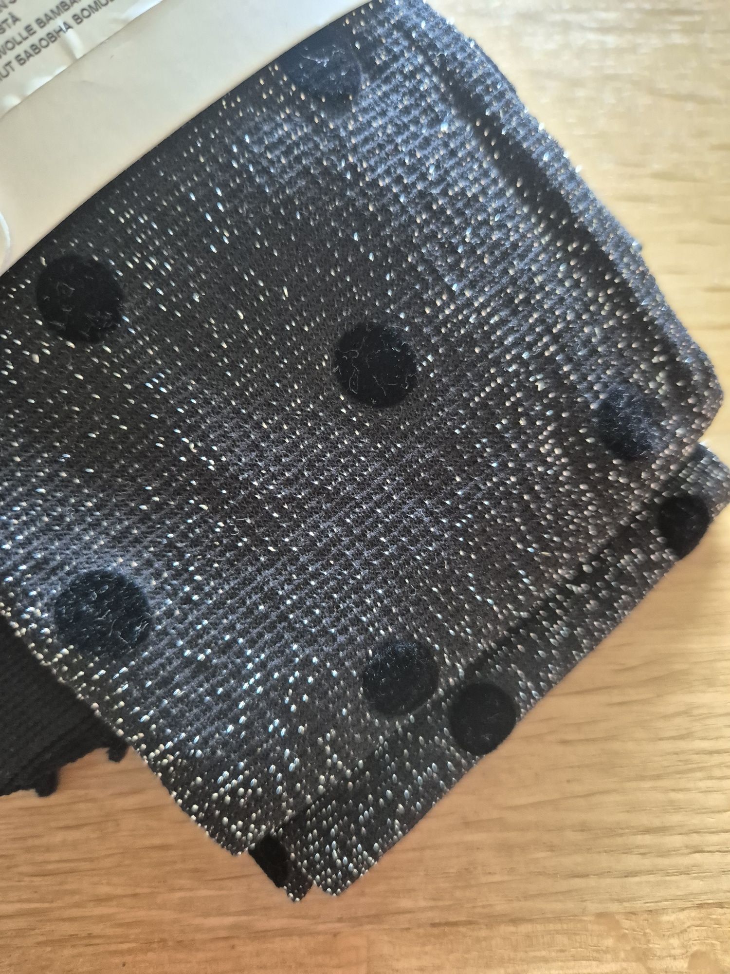 Rajstopy Calzedonia s/m czarne srebrne kryjące flokowane kropki shiny